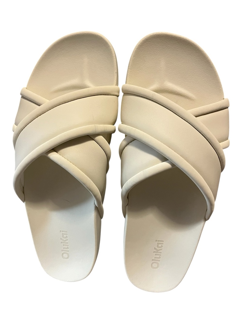 🆕 OluKai Ani White Sand Crisscross Slide Sandals